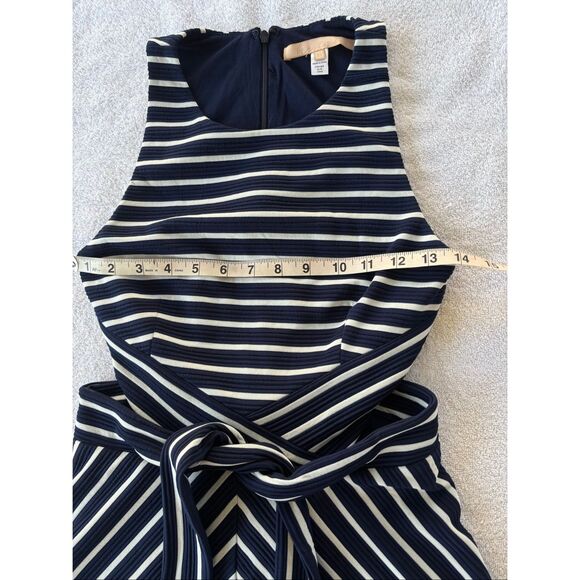 Anthropologie X Hutch Kinsley Blue/White Striped Cutout chevron Dress XS tie - Picture 9 of 13